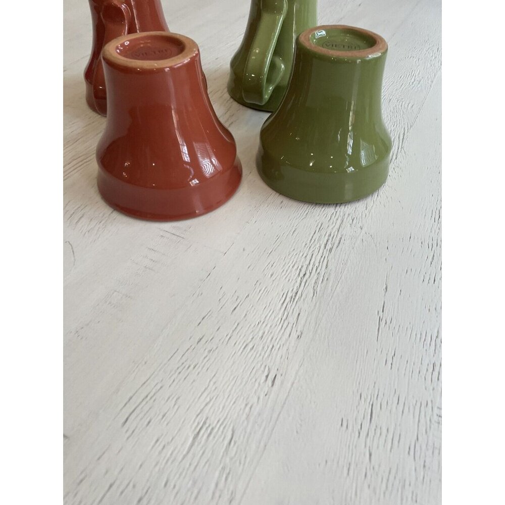 Set 4 Vietri Mugs Brown & Green Cucina Fresca Italy Red ware - Picture 2 of 7